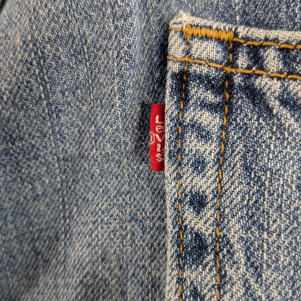 Levis 505 Jean Shorts Mens 38 Straight Fit Distressed Denim Dad Grandpa y2k VTG - Picture 9 of 11